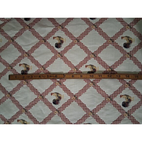 Vintage Gingham Rooster Trellis Woven And Embroidered Fabric 2 Yards - Picture 5 of 5